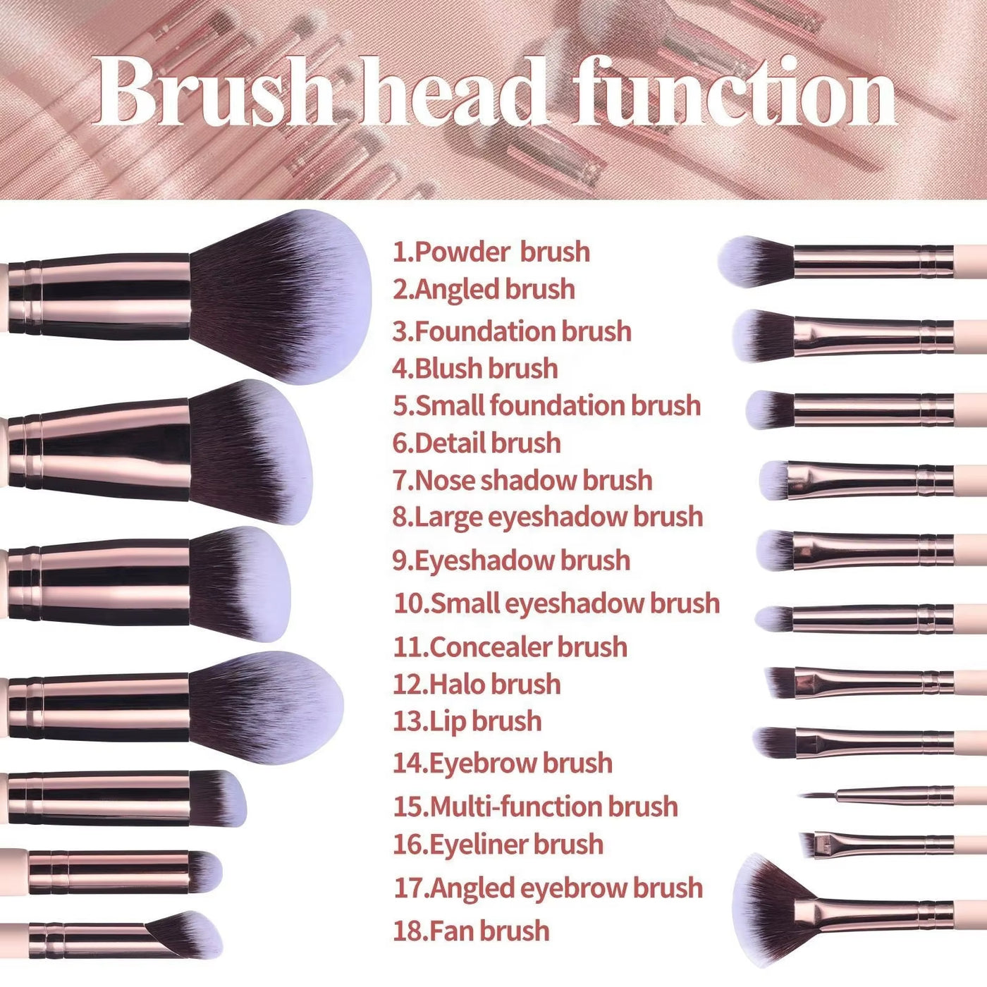 Makeup Brushes with Travel Case Set