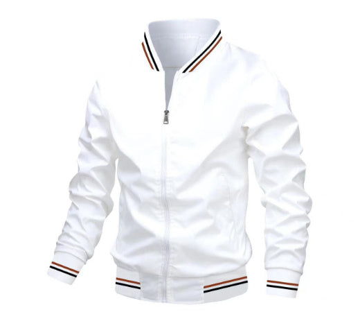 Men's Striped Zip-up Fashion Casual Jacket with Pockets