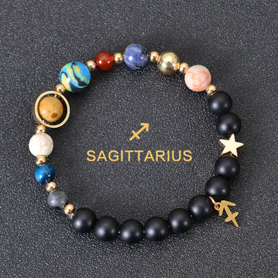 Eight Planets Twelve Constellations Frosted Stone Beaded Bracelet