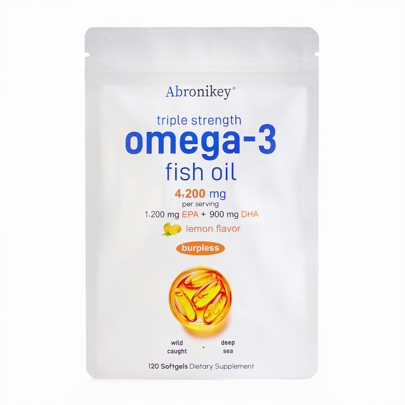 Abronikey Triple Strength  Omega-3 Fish Oil Supplements 4200mg Per Serving