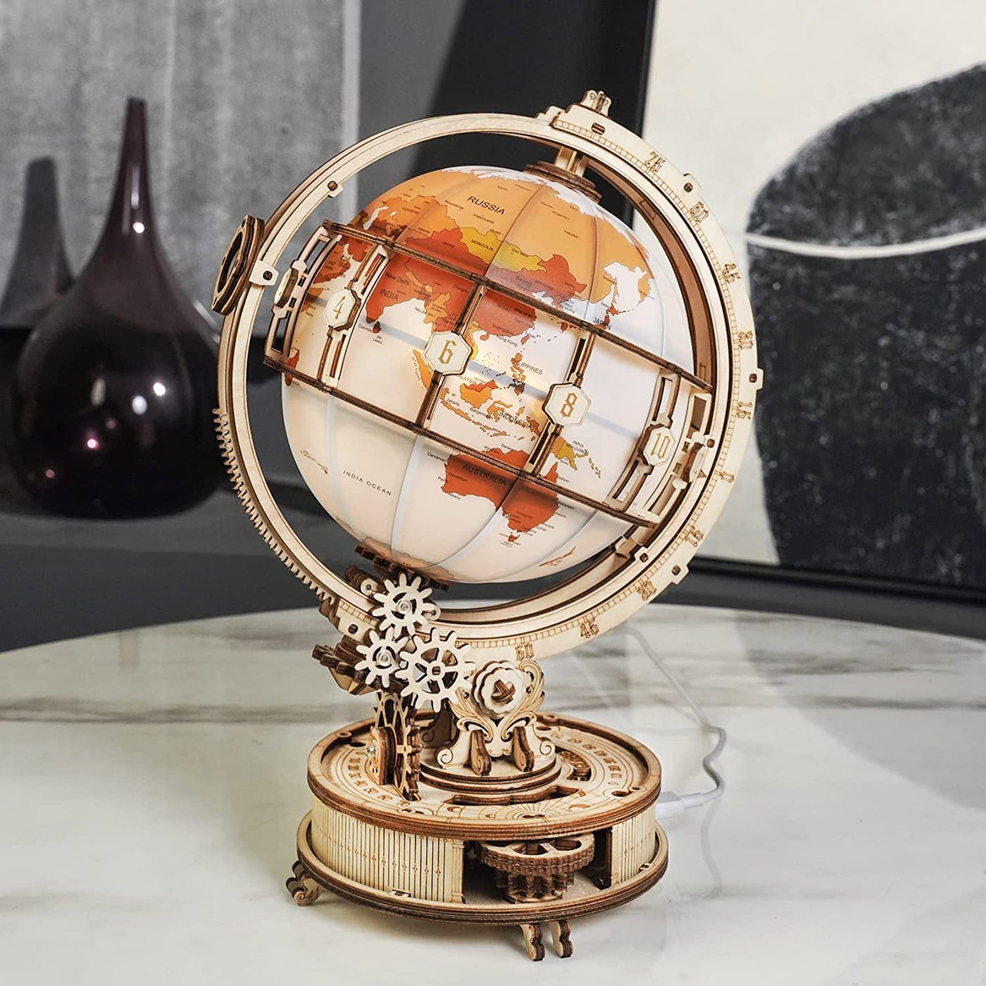 Luminous 3D Globe 180PCS Wooden Model