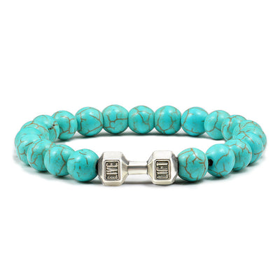 Turquoise Energy Gun Black Electroplated Alloy Barbell Bracelet