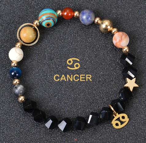 Eight Planets Twelve Constellations Frosted Stone Beaded Bracelet