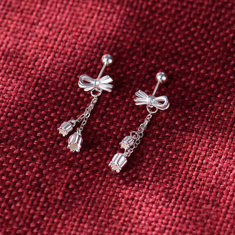 Bow Eardrops Sweet Tassel Bone Ear Studs