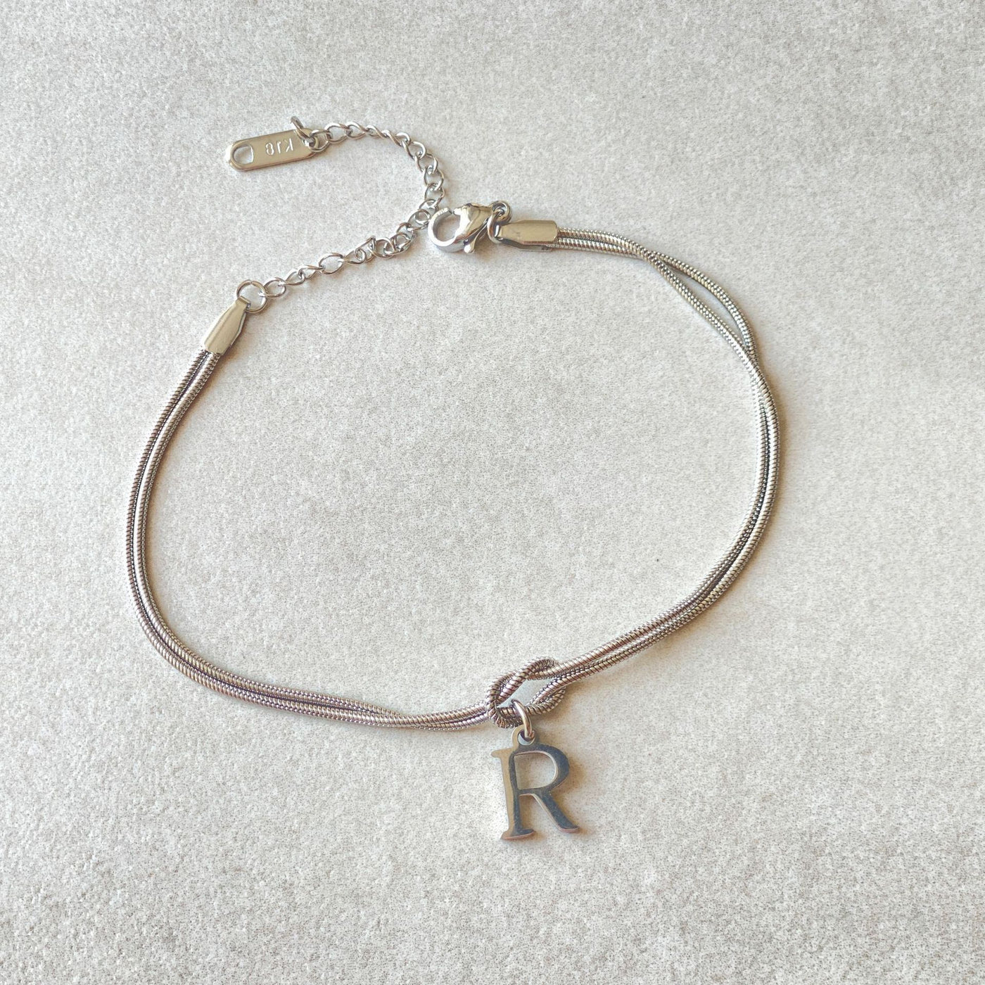 New Letter A-Z Love Knot Gold Color Dainty Snake Chain Charm Bracelet