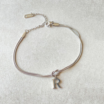 New Letter A-Z Love Knot Gold Color Dainty Snake Chain Charm Bracelet