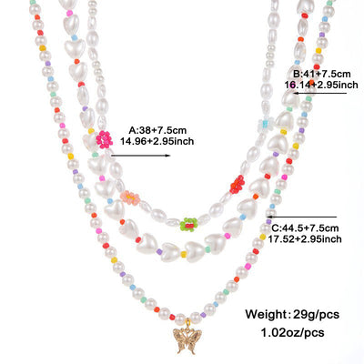 Gold-plated Inlaid Pearl Multi-row Necklace