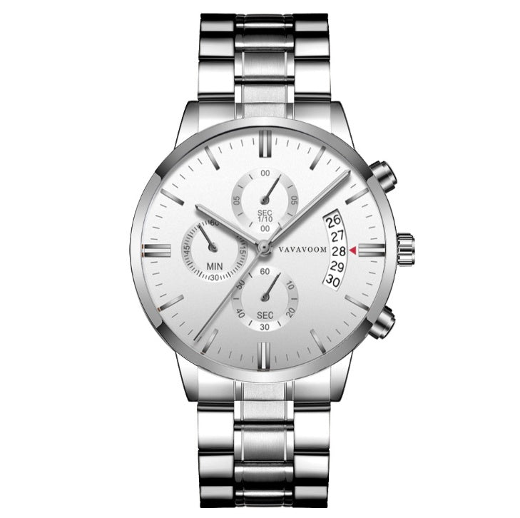 Stainless Steel Waterproof Quartz Watch with Business Leisure Calendar