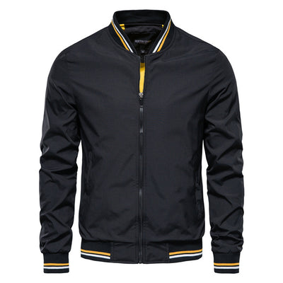 Men's Striped Zip-up Fashion Casual Jacket with Pockets