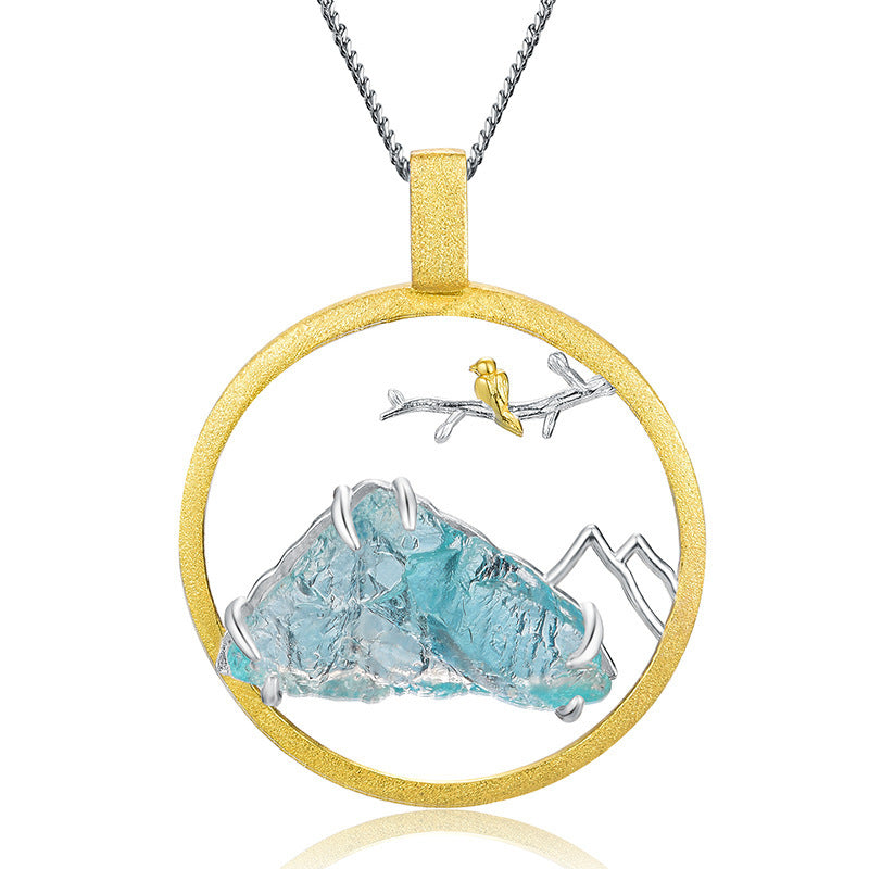 Bird Language Floral Silver Pendant