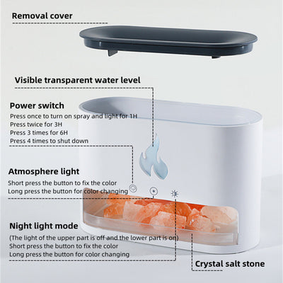 Flame Humidifier Aromatherapy Machine Crystal Salt Stone