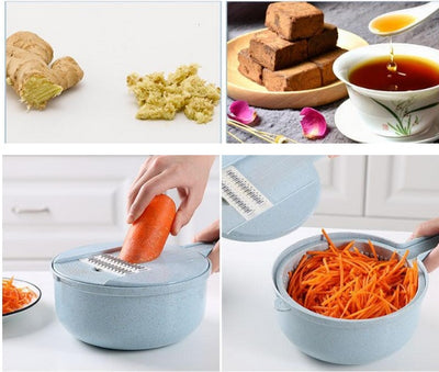 8-in-1 Mandoline Slicer, Vegetable Slicer, Potato Peeler, Carrot/Onion Grater with Strainer, Vegetable Cutter Kitchen Accessory