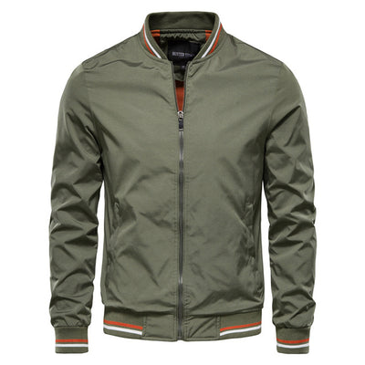 Men's Striped Zip-up Fashion Casual Jacket with Pockets