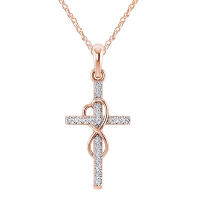 Alloy Pendant with Diamond and Eight-character Cross Necklace