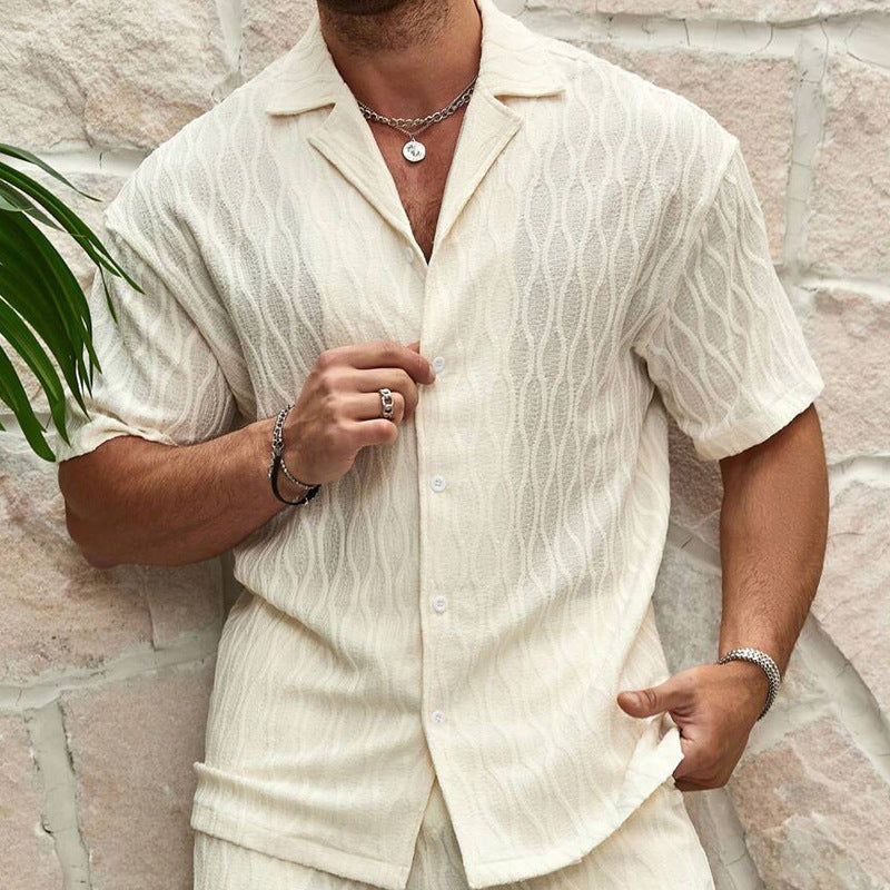 Men's Loose Short Sleeve Casual Shirt and Shorts Set