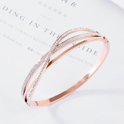 Geometric Diamond-Studded Titanium Steel Bracelet, Real Gold In The Rose Gold Furnace, No Fading Bracelet