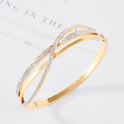 Geometric Diamond-Studded Titanium Steel Bracelet, Real Gold In The Rose Gold Furnace, No Fading Bracelet