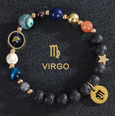 Eight Planets Twelve Constellations Frosted Stone Beaded Bracelet