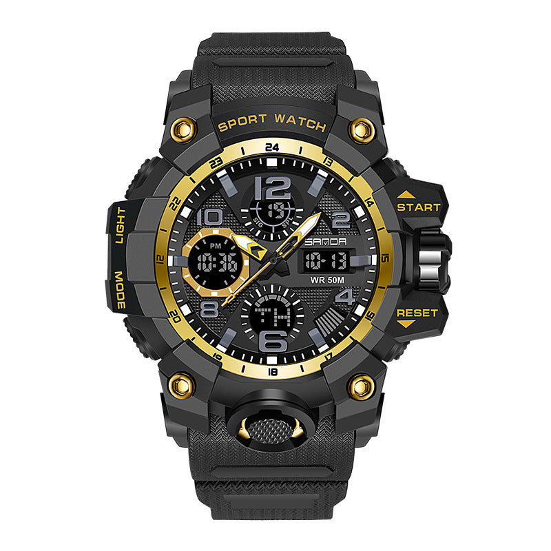 Dual Display Quartz Sports Multi-Function Waterproof Wristwatch