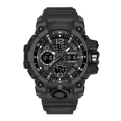 Dual Display Quartz Sports Multi-Function Waterproof Wristwatch