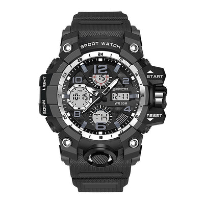 Dual Display Quartz Sports Multi-Function Waterproof Wristwatch