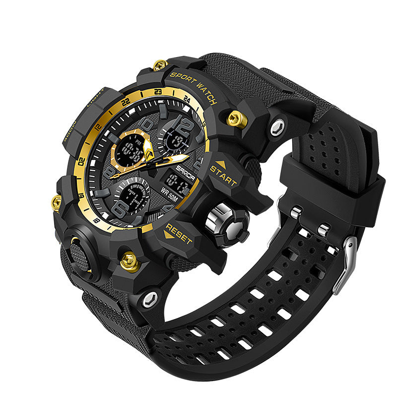 Dual Display Quartz Sports Multi-Function Waterproof Wristwatch