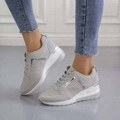 Platform Wedge Heel Casual Lace-up Mesh Sneakers