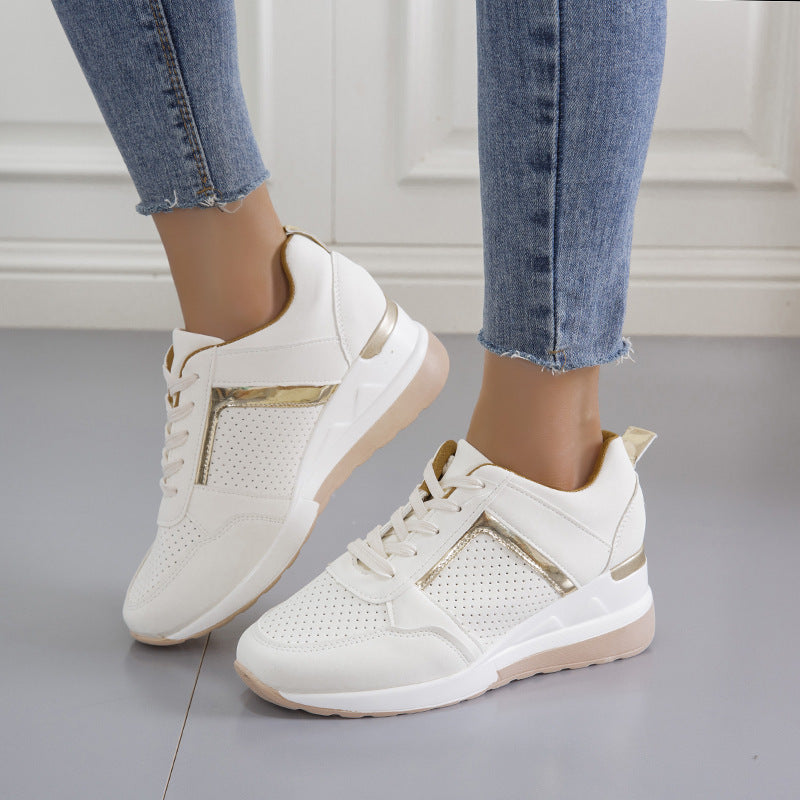 Platform Wedge Heel Casual Lace-up Mesh Sneakers