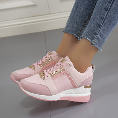 Platform Wedge Heel Casual Lace-up Mesh Sneakers