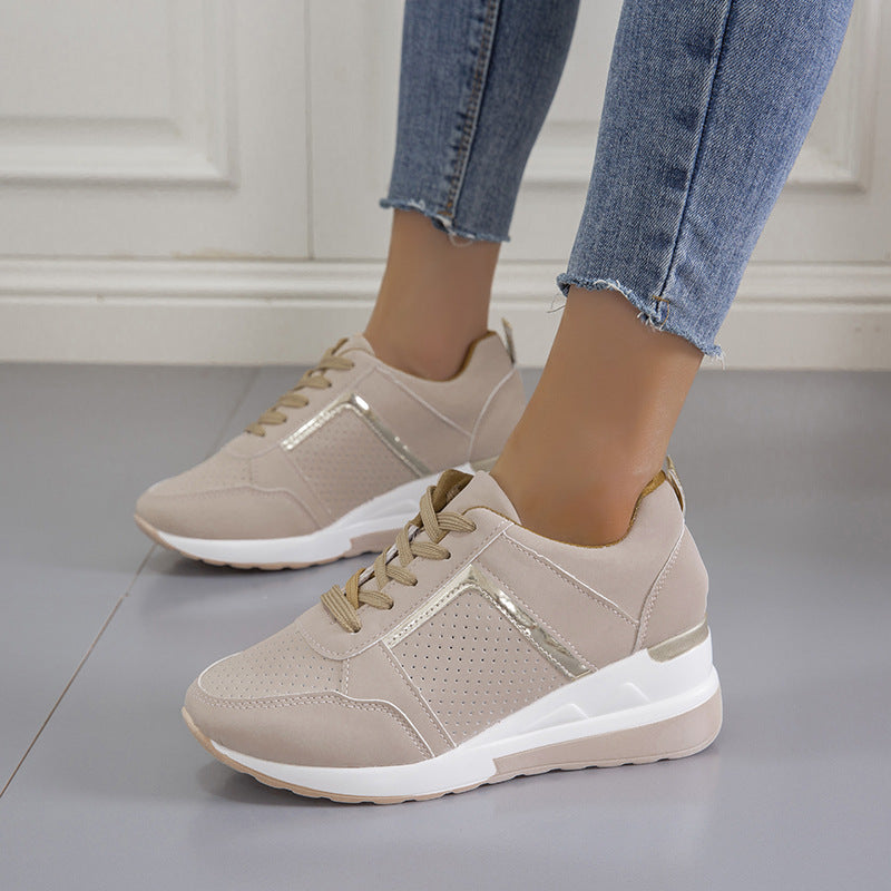 Platform Wedge Heel Casual Lace-up Mesh Sneakers