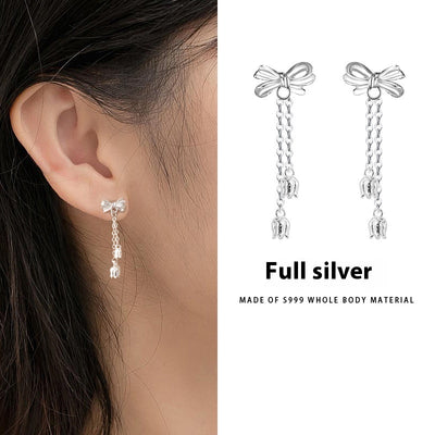 Bow Eardrops Sweet Tassel Bone Ear Studs