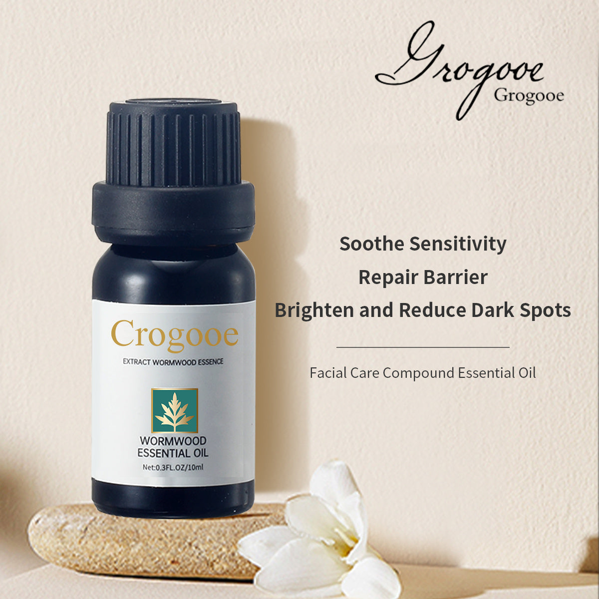 Crogooe-Wormwood Essential Oil, Pure Oil Blend Contains Moroccan Argan Oil for Facial Skin