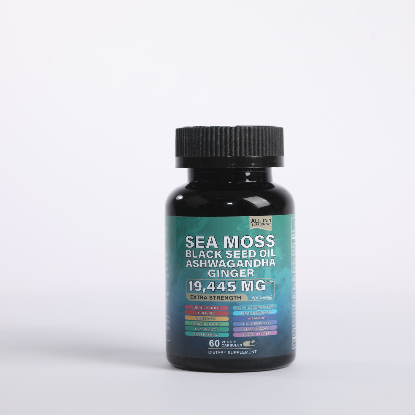 Sea Moss 7000mg Black Seed Oil Vitamin D3 Vitamin C with ACV Chlorophyll Manuka Elderberry Dandelion Yellow Dock