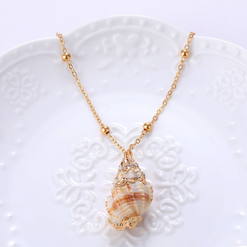 Beach Shell Gold-plated Pendant Conch Necklace