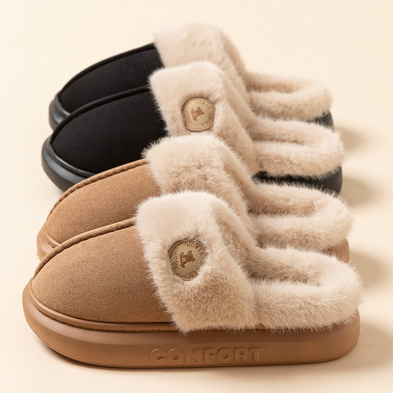 New Plush Thick-soled Fleece Slippers