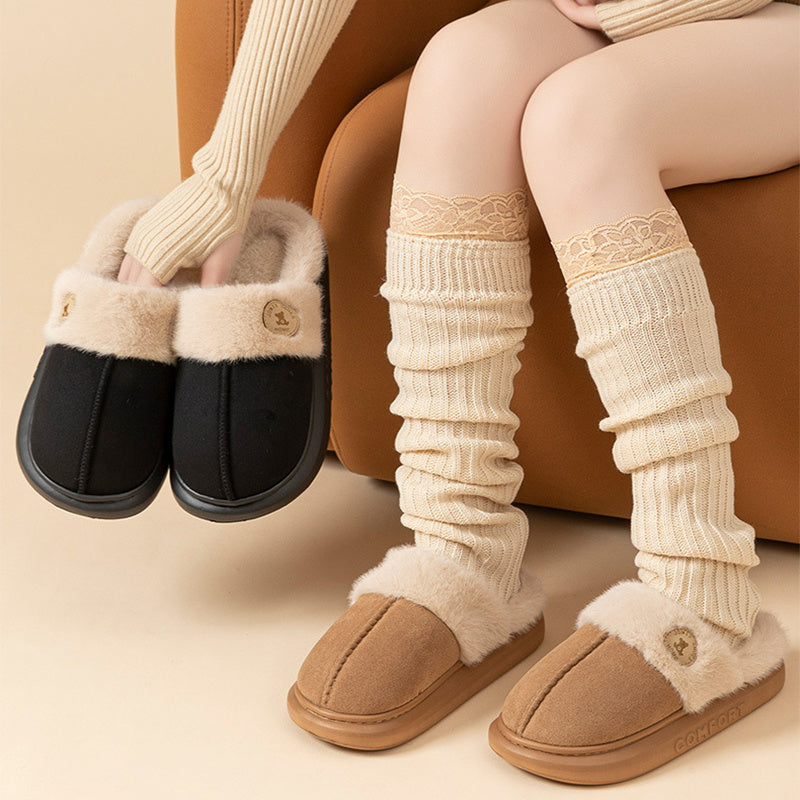 New Plush Thick-soled Fleece Slippers