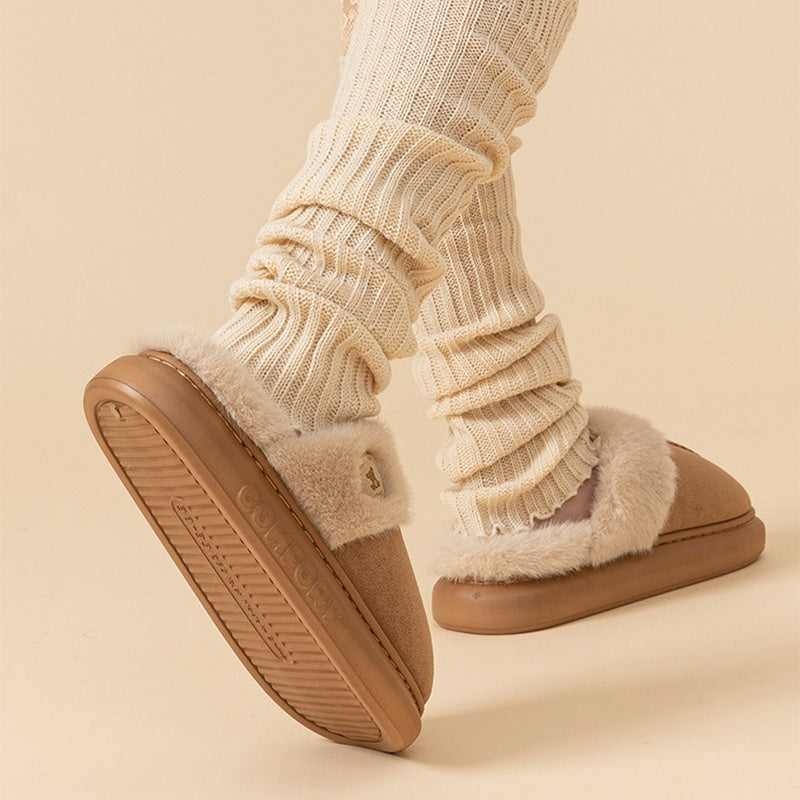 New Plush Thick-soled Fleece Slippers