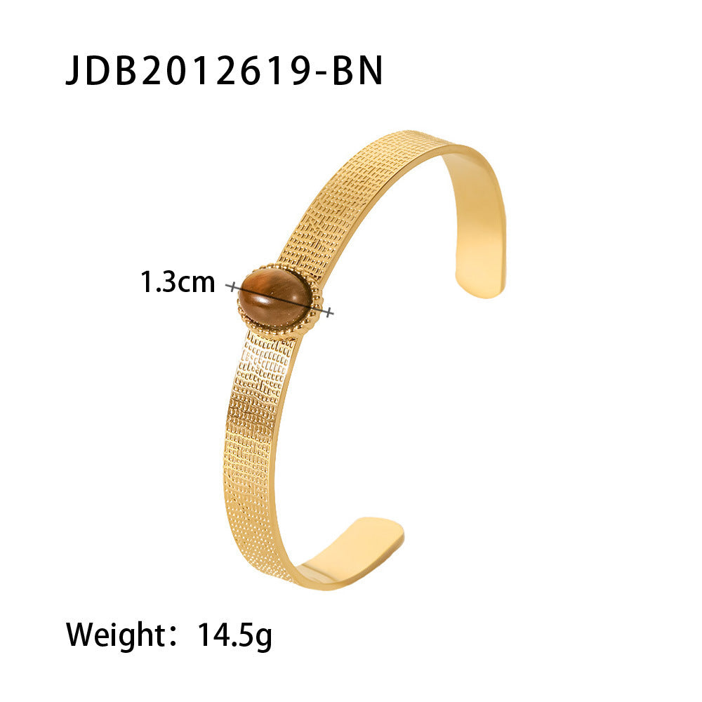 Gold-plated Stainless Steel Bracelet with Zirconia