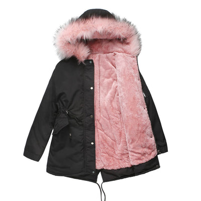 Cotton-padded Mid-length Hooded Parka Coat