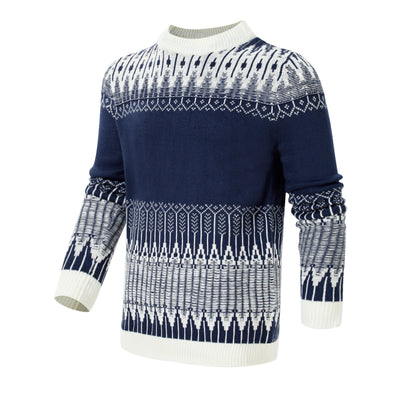 Crewneck Pullover Unisex Fair Isle Long Sleeve Knitted Sweater