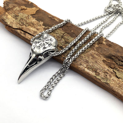 Men's Fashionable Vintage Viking Symbol Skull Eagle Beak Pendant Necklace