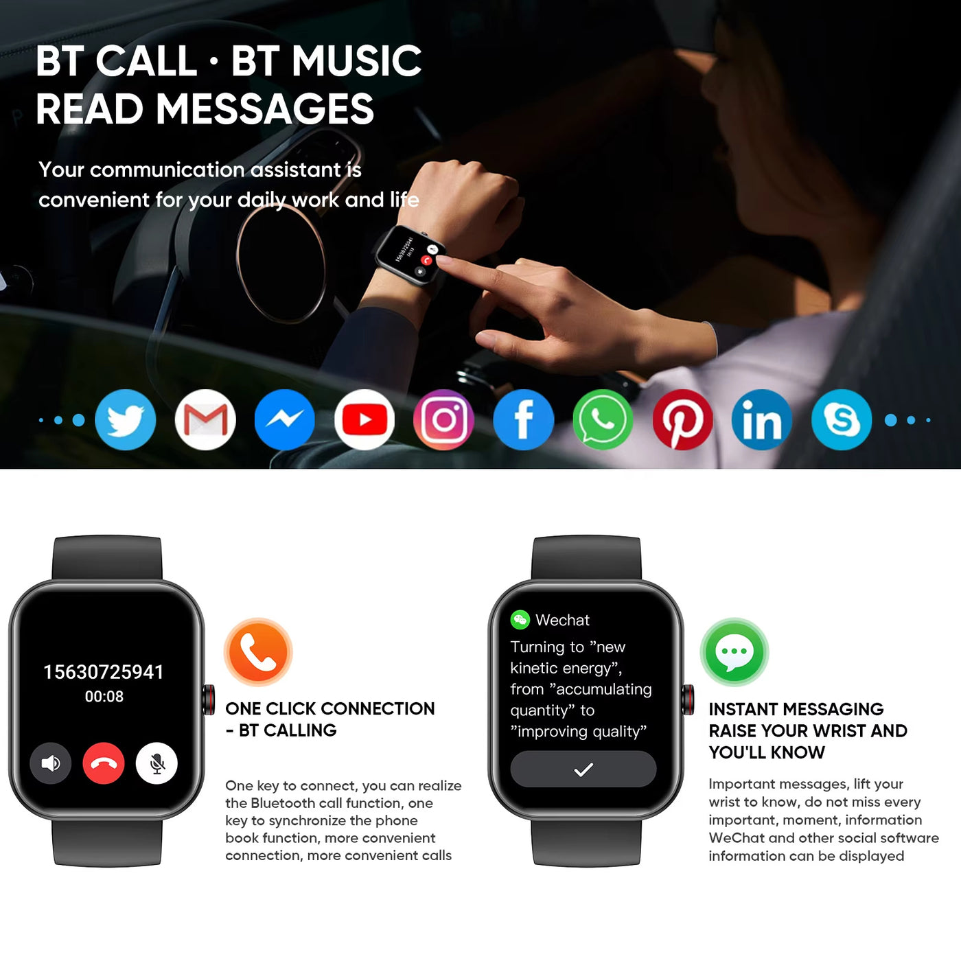 Big Screen Smart Sports Watch Bluetooth Call AI Intelligent Voice Assistant