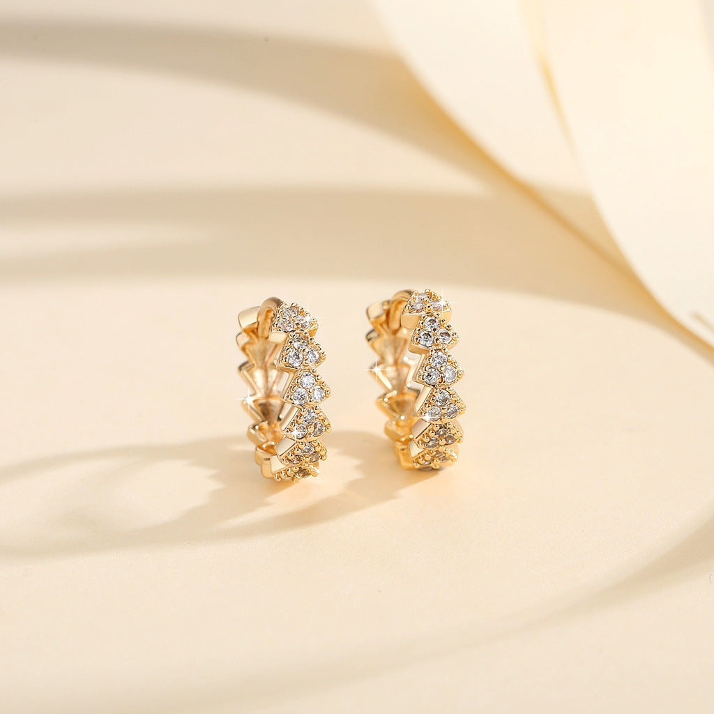 European and American Fashion Copper-plated Gold Inlaid Zircon Earrings