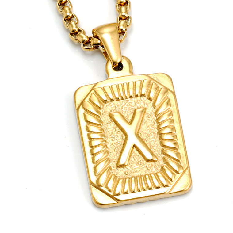 Men's Pendant Gold-plated 18K Titanium Steel Letter Necklace