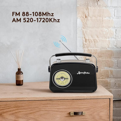 Black AM FM Vintage Radio with Headphone