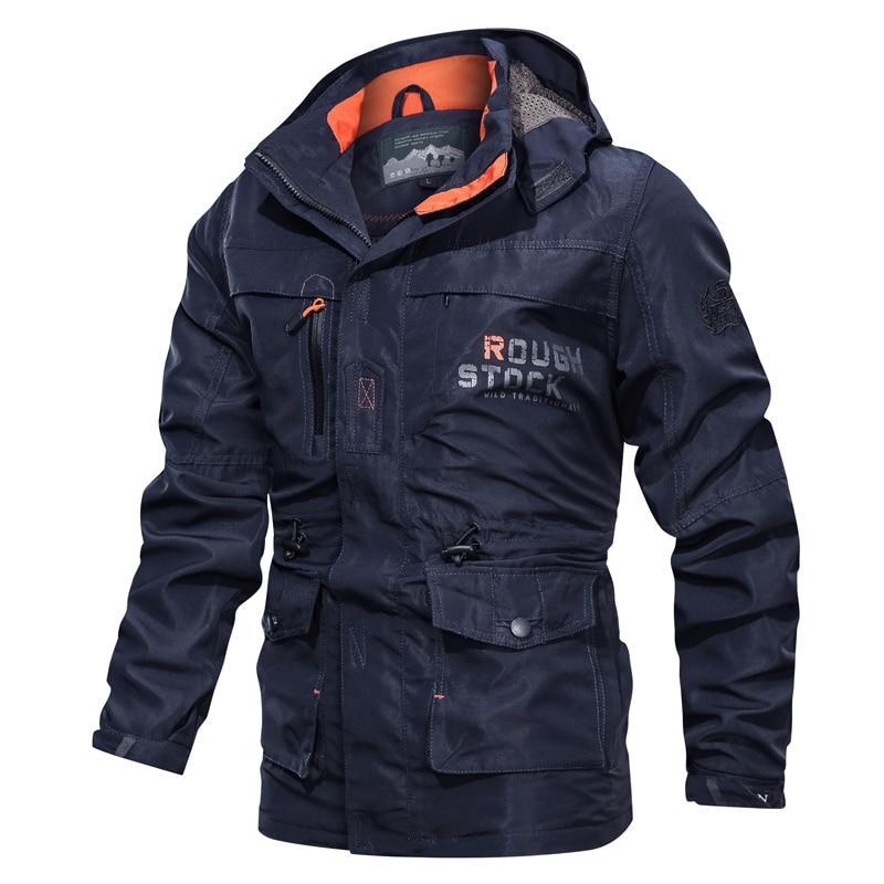 Cross-border Jacket Men's Mid-length Casual Outdoor Hooded Plus Size Jacket