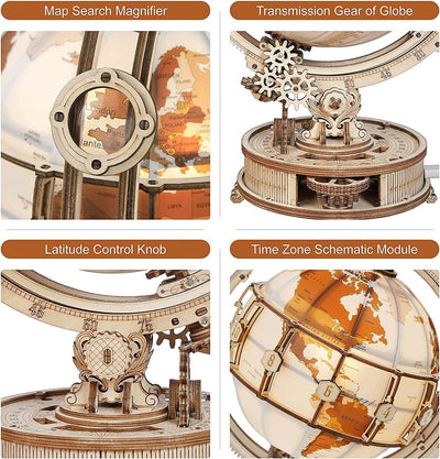 Luminous 3D Globe 180PCS Wooden Model