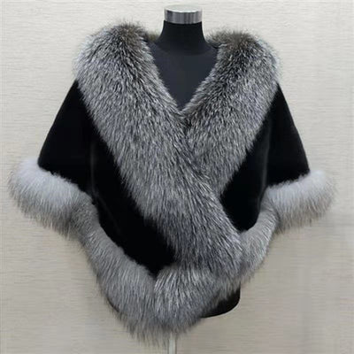 Imitation Mink Fox Fur Cape Coat Plus-sized Dress Shawl