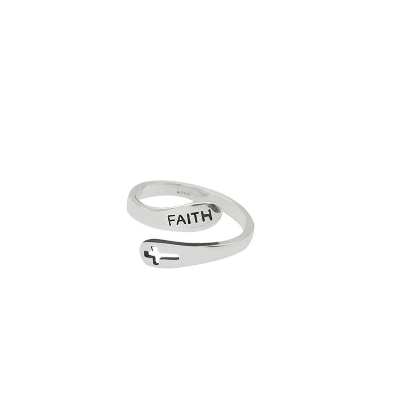 English Letter Hollow Belief Fashion Ring