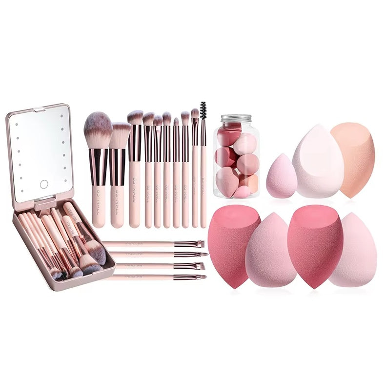 Makeup Brushes with Travel Case Set